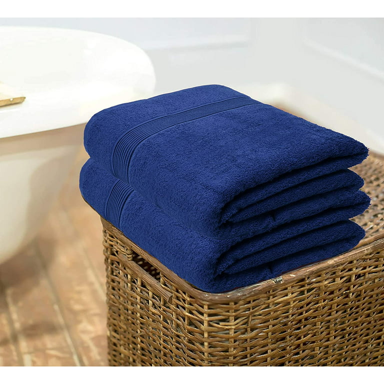 Bumble Luxury Thick Bath Towels / 30? x 60? Premium Bath Sheet/Ultra Soft, Highly Absorbent 800 GSM Heavy Weight Combed Cotton (Navy, 4 Pack), Blue