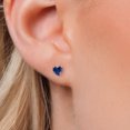 thumbnail image 3 of Gem Stone King 14K White Gold Blue Created Sapphire Stud Earrings for Women | 1.00 Cttw | Gemstone September Birthstone | Heart Shape 4MM, 3 of 6