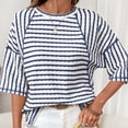 thumbnail image 4 of Hilenly Oversized Tshirts for Women Short Sleeve Striped Tee Shirt Casual Crewneck Summer Tops, 4 of 9