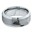 thumbnail image 2 of Tungsten Train Trains Transportation Cargo Rail Band Ring 8mm Men Women Comfort Fit Gray Bevel Edge Brushed Polished, 2 of 4