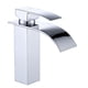thumbnail image 4 of Grifo para lavabo de baño contemporáneo, monomando, diseño en cascada, temperatura ajustable con núcleo de válvula de cerámica, acabado en cromo pulido para una fácil limpieza, 4 of 5