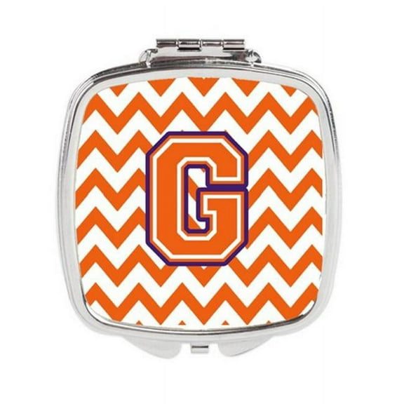 Letter G Chevron Orange & Regalia Compact Mirror - Orange & Regalia - 3in. H x 0.3in. W x 2.75in. L