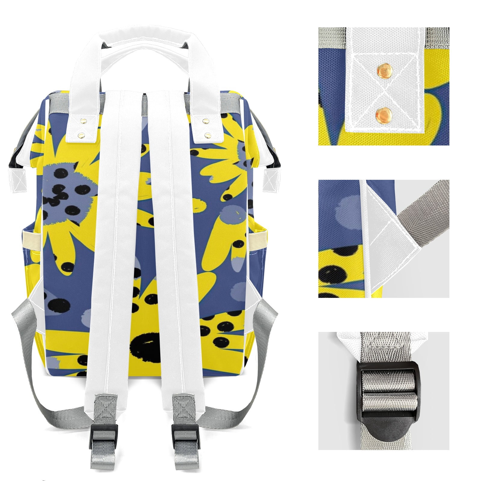 Abstract Flowers Diaper Backpack ? Large Capacity, Insulated Baby Bottle Pocket, Multifunctional Mommy Bag for Boys & Girls