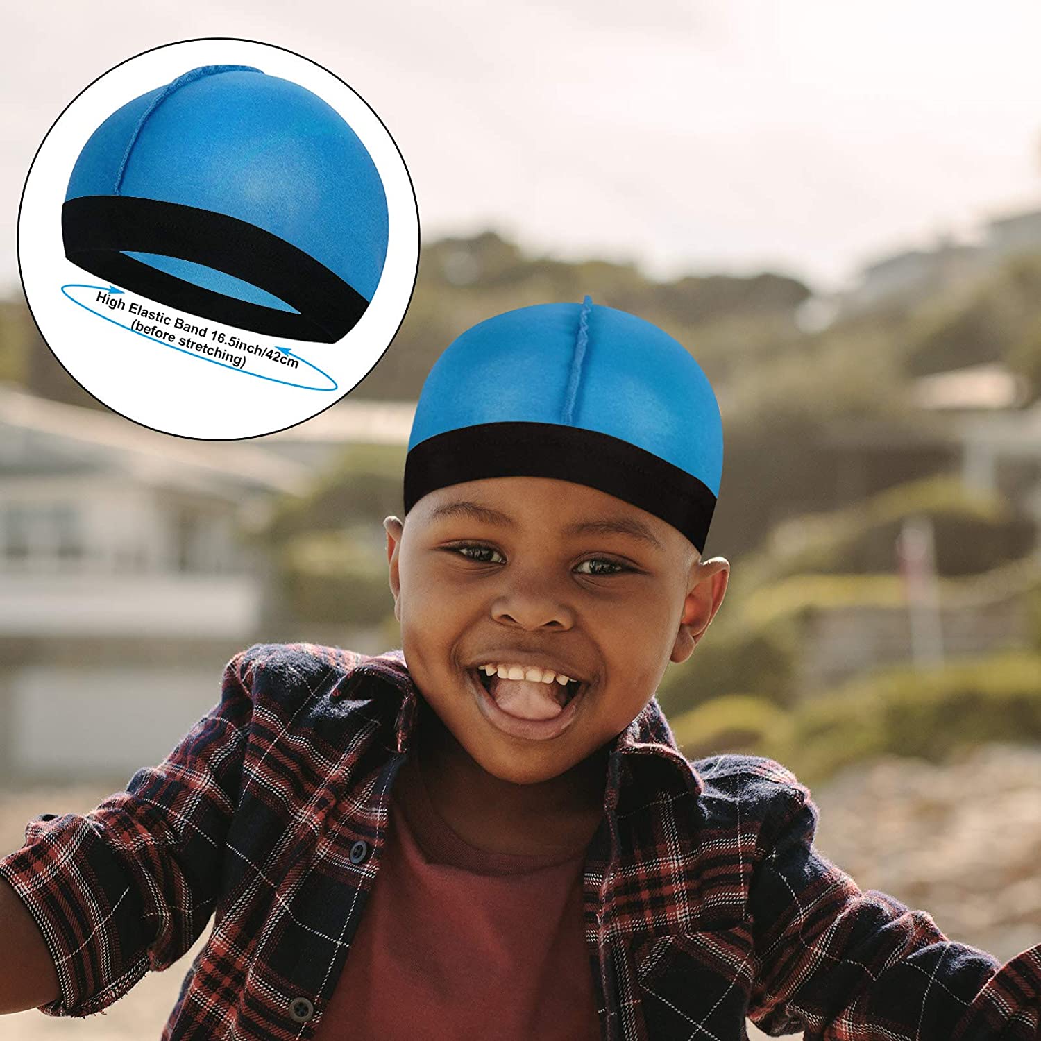 Kids Satin Silk Durag with Wave Caps 
