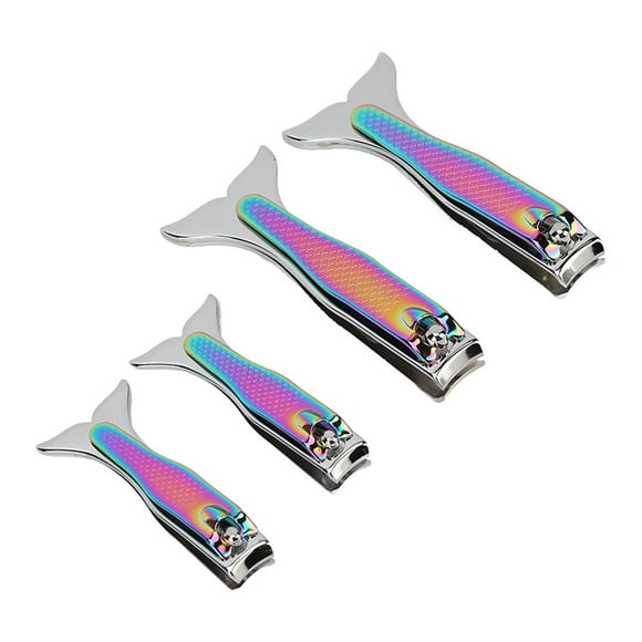 Stainless Steel Nail Clippers Tool,4pcs Fishtail Nail Clipper Nail Cutter Set Nail Clipper Set Sleek Aesthetic