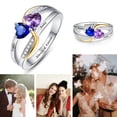 thumbnail image 5 of Personalized Anniversary Promise Duble Heart Ring for Women 925 Sterling Silver Custom Rings with 2 Names and 2 Simulated Birthstones, 5 of 5