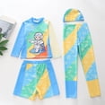 thumbnail image 2 of NAFUU Toddler Boys Swimsuit Cartoon Print Swimwear Long Sleeve Rash Guard Swim Trunks Water Activities Beachwear For Babies Sizes 4-5 Years, 2 of 7