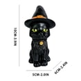 thumbnail image 2 of Halloween Black Cat Decorations with Witch Hat, Resin Black Cat Figurine Ornament for Table Mantel Party Home Office Decoration, 4", 2 of 6