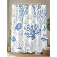 thumbnail image 4 of Fsddascl Blue Coastal Shower Curtain Set - 36" x 78" Washable Bathtub Curtain with 12 Hooks, Summer Ocean Fish Shell Waterproof Fabric Stall Shower Curtains for Bathroom/Bathtub Décor, 4 of 6