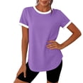 thumbnail image 2 of Guluxicc Womens T Shirts Crew Neck Athletic T Shirts for Women Short Sleeve Tops with Contrast Trim for Running Sports and Gym, 2 of 8
