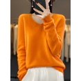 thumbnail image 1 of Suéter de mujer 100 % lana merino, cuello en V, manga larga, jersey básico de otoño e invierno, prendas de punto de cachemira, ropa cálida para mujer, 1 of 5
