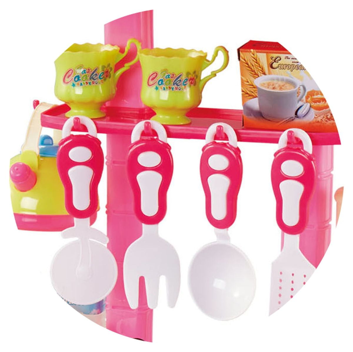 Mundo Toys Mini Supermarket Pink 3 in1 Kitchen Set for Kids Play Food 110  Pcs for Toddlers Girls +3 