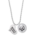 thumbnail image 1 of Delight Jewelry Silvertone Large Mother of the Bride Heart Silvertone Script Initial Disc - W - Charm Necklace, 20"+3", 1 of 4