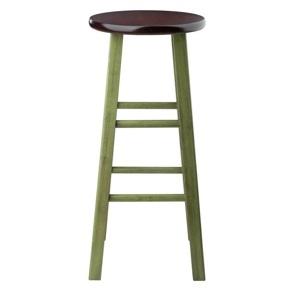 Winsome Ivy 29" Bar Stool, Rustic Green & Walnut Finish