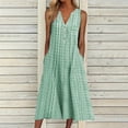 thumbnail image 2 of CNKOO Nouvelles Robes Décontractées Femmes Mode Décontractée Sans Manches Col Boutonné Rayé Imprimé Poche Robe Maxi Robes Femmes Été, 2 of 9