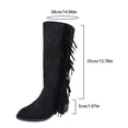 thumbnail image 6 of Taylonsss Women's Retro Solid Color Suede Chunkys Heel Square Toe Slip-On Tassel Mid-Heel Knee-High Boots for Winter Casual Wear Comfortable and Stable with Warm Lining, 6 of 8