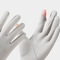 thumbnail image 3 of Lispipm Unisex Ice Silk Cool Touching Screen Gloves UV Sun Protected Breathable Full Finger Glove Fishing Travel Summer Accessory Gray, 3 of 4