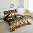 thumbnail image 3 of Feelyou Triangle Aztec Women Full Size Comforter Sets, Hippie Deer Animal Bedding Comforter Set, Western Cowgirl Cowboy Reversible Bedding Sets, Luxury Bedroom Decor, 3 Pieces, 3 of 8