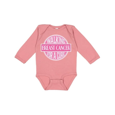 

Inktastic Breast Cancer Walking for a Cure Gift Baby Girl Long Sleeve Bodysuit