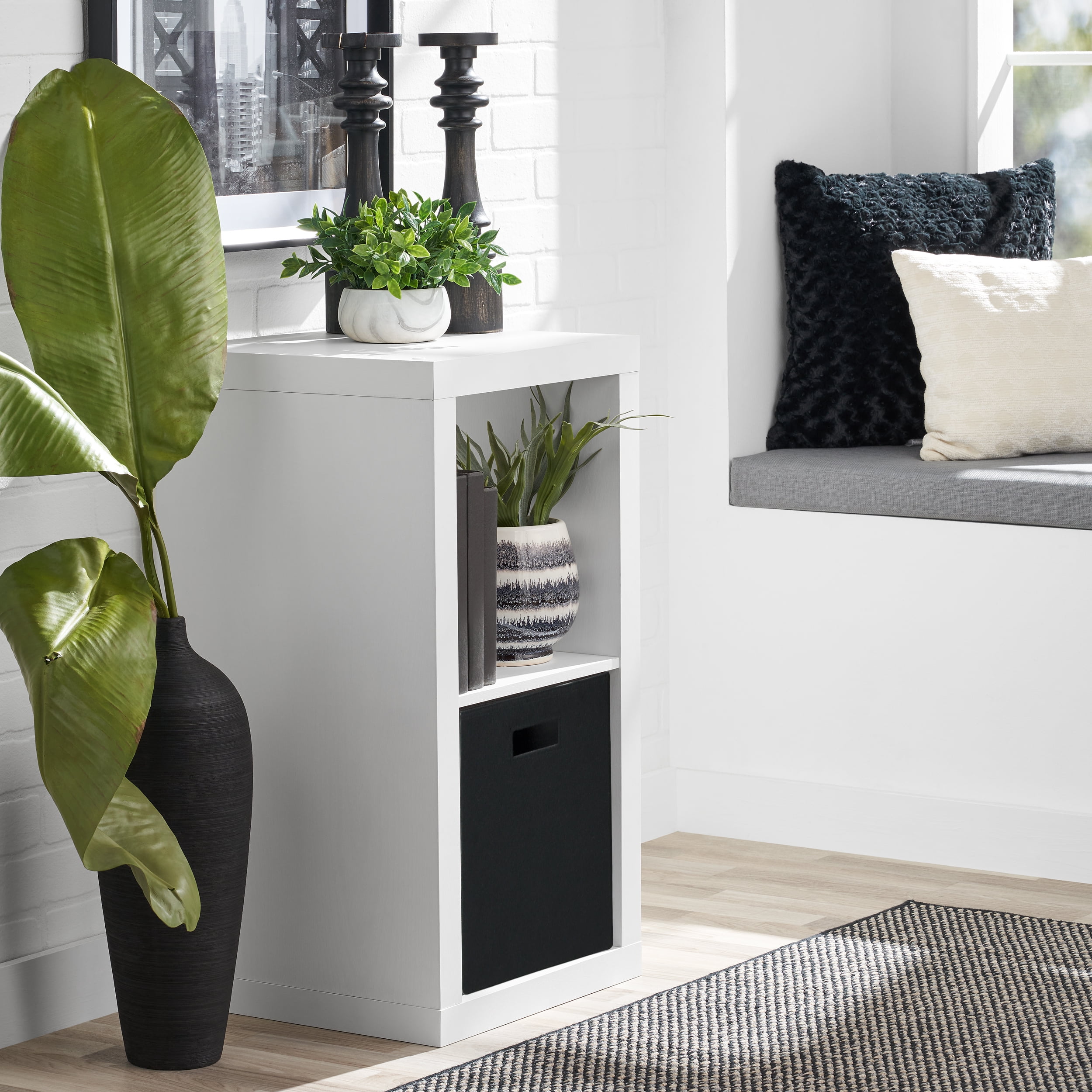 Better Homes & Gardens 2 Cube Storage Organizer, White Texture