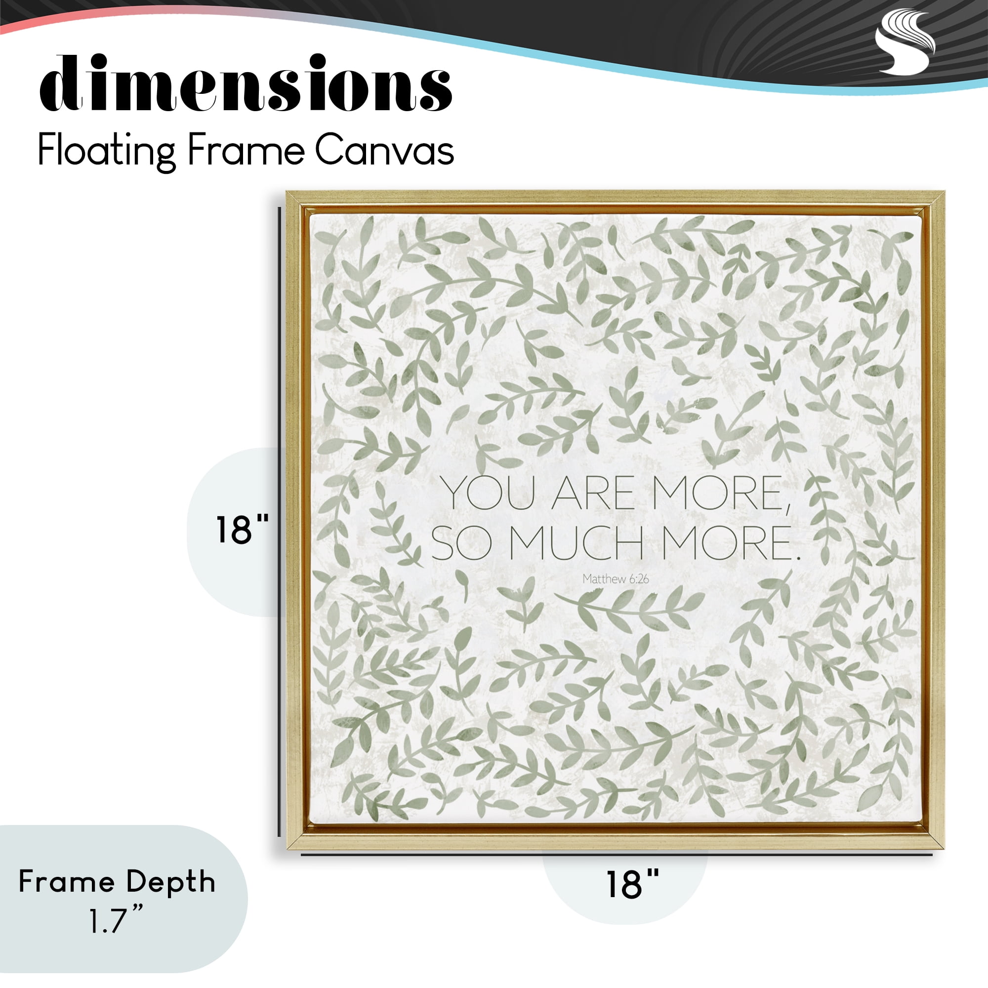Stupell Industries Curved Ivy Sprigs Proverb Gold Framed Floater Canvas Wall Art, design by SD Graphics Studio