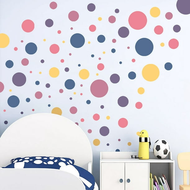 Yamaler 2pcs Set Wall Sticker Bpa Free Colored Dots Easy To Remove Mural Art Decals Pvc Stickers For Kids Com - Are Wall Stickers Easy To Remove