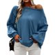 thumbnail image 1 of Mujeres crewneck sudadera moda casual suelta linterna manga patchwork mujeres pullover tops para Otoño Invierno azul XL, 1 of 6