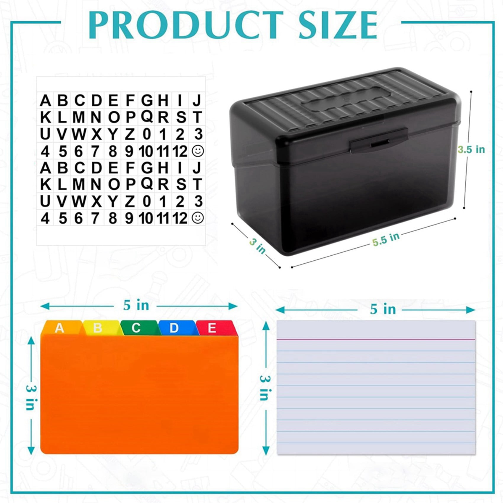 2X Index Card Holder with Dividers and Ruled Index Cards, 60 Index Card Dividers 600 Ruled Index Cards 3 X 5Inch