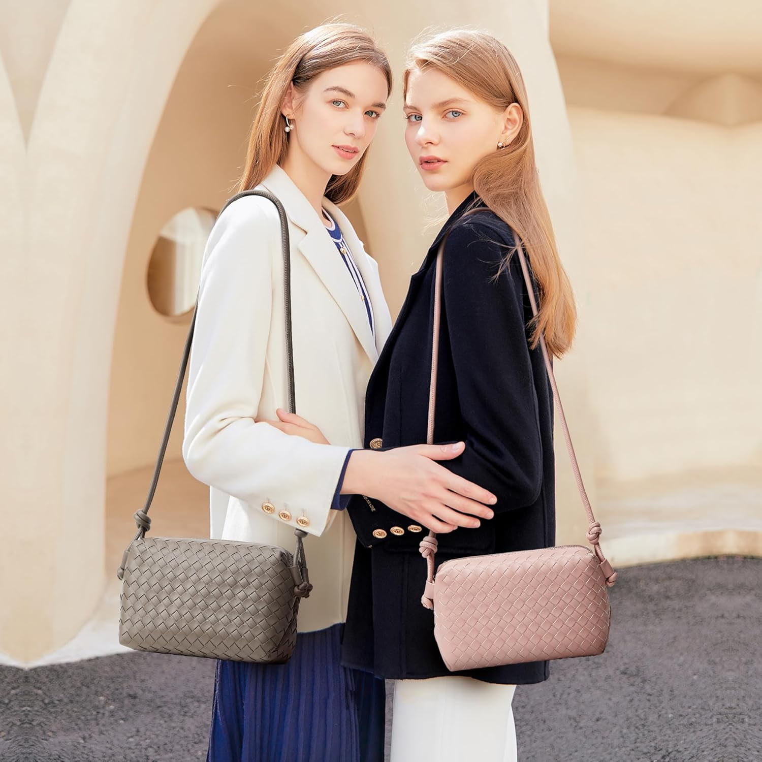 Woven Crossbody Bags for Women: Vegan Leather Handbag - Handwoven Small Purse - Trendy Shoulder Bag