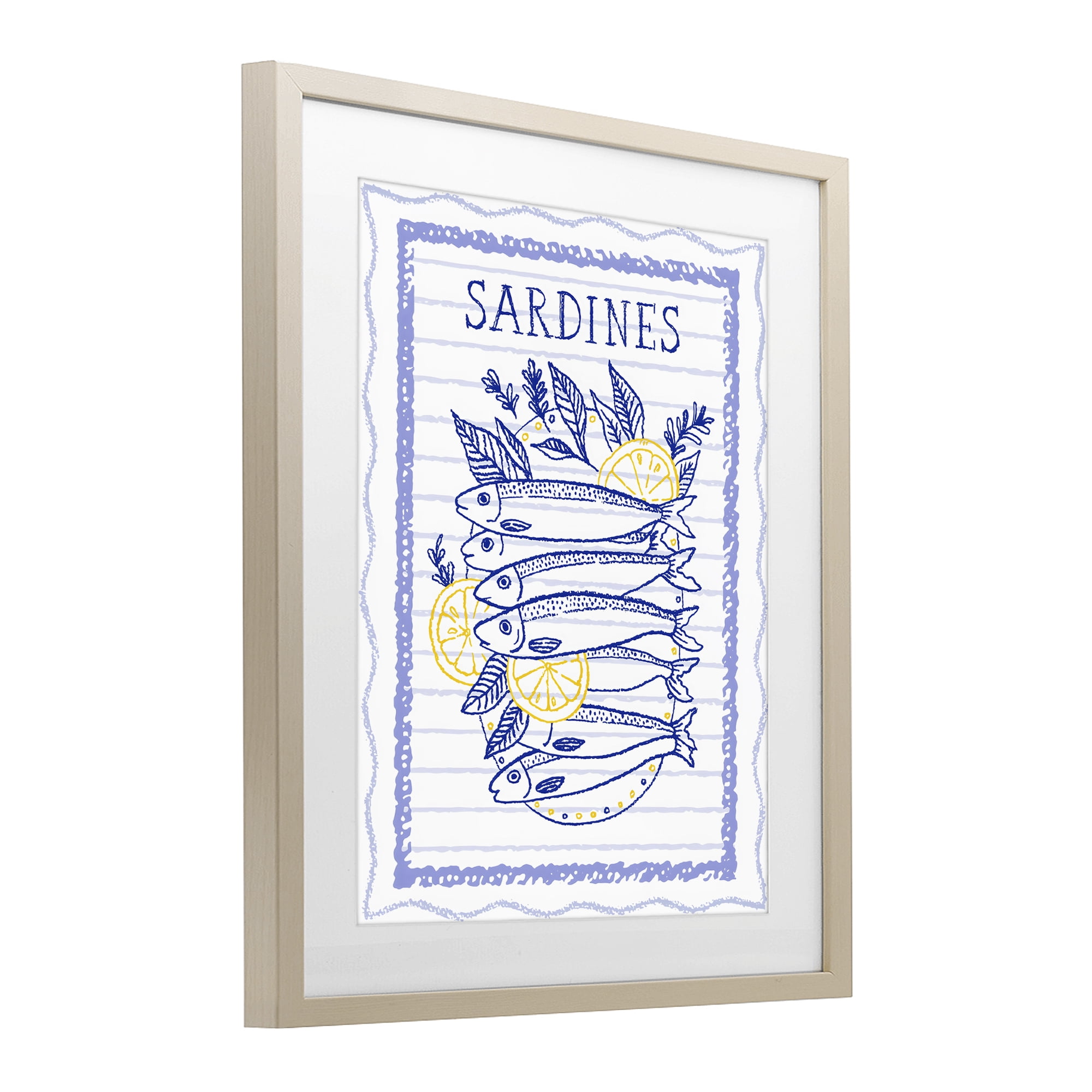 Stupell Industries Sardines Pile with Lemons Birch Framed Print Under Glass, design by Creative Studio