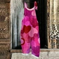 thumbnail image 3 of Fgvctg Valentine's Day Womens Jumpsuit Wide Leg Pant Adjustable Overall Love Heart Print Sleeveless Spaghetti Straps Jumpsuit Rompers Bib Overalls Loose Sprimg Pant With Pockets Dark Purple L, 3 of 5