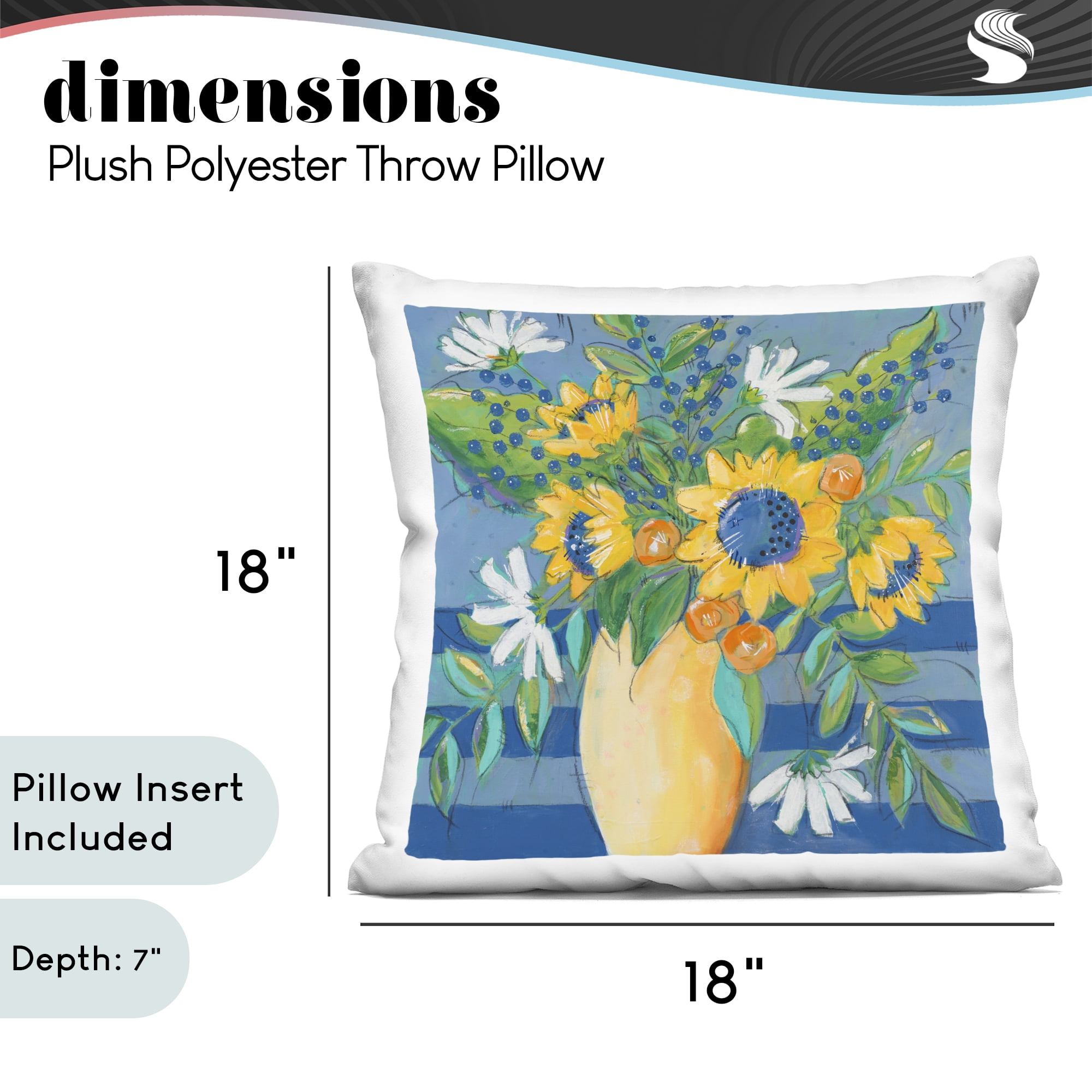 Stupell Industries Floral Bursts Among Blue Decorative Printed Throw Pillow, design by Krinlox