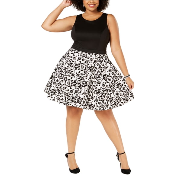 City Studio Vestido acampanado para mujer, negro, 20W
