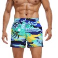 thumbnail image 3 of Pantalones Cortos de Gimnasio de los Hombres Digital Impreso Playa Fuente Caliente con Suelto para Adultos Cintura Elástica Ajustable Cordón de Poliéster Transpirable Ligero, 3 of 6