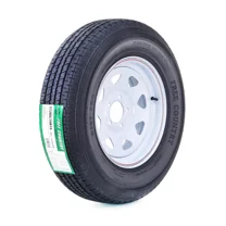 Free Country Wheel Assembly ST205/75R15 8-Ply D 107M 5 Lug on 4.5" PCD White Spoke Rim Trailer Tire