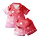 thumbnail image 4 of Odeerbi 2-12 Años Niños Niñas Verano Día de San Valentín Pijama de Satén Solapa Con Muescas Manga Corta Pantalones Cortos Conjunto, 4 of 9