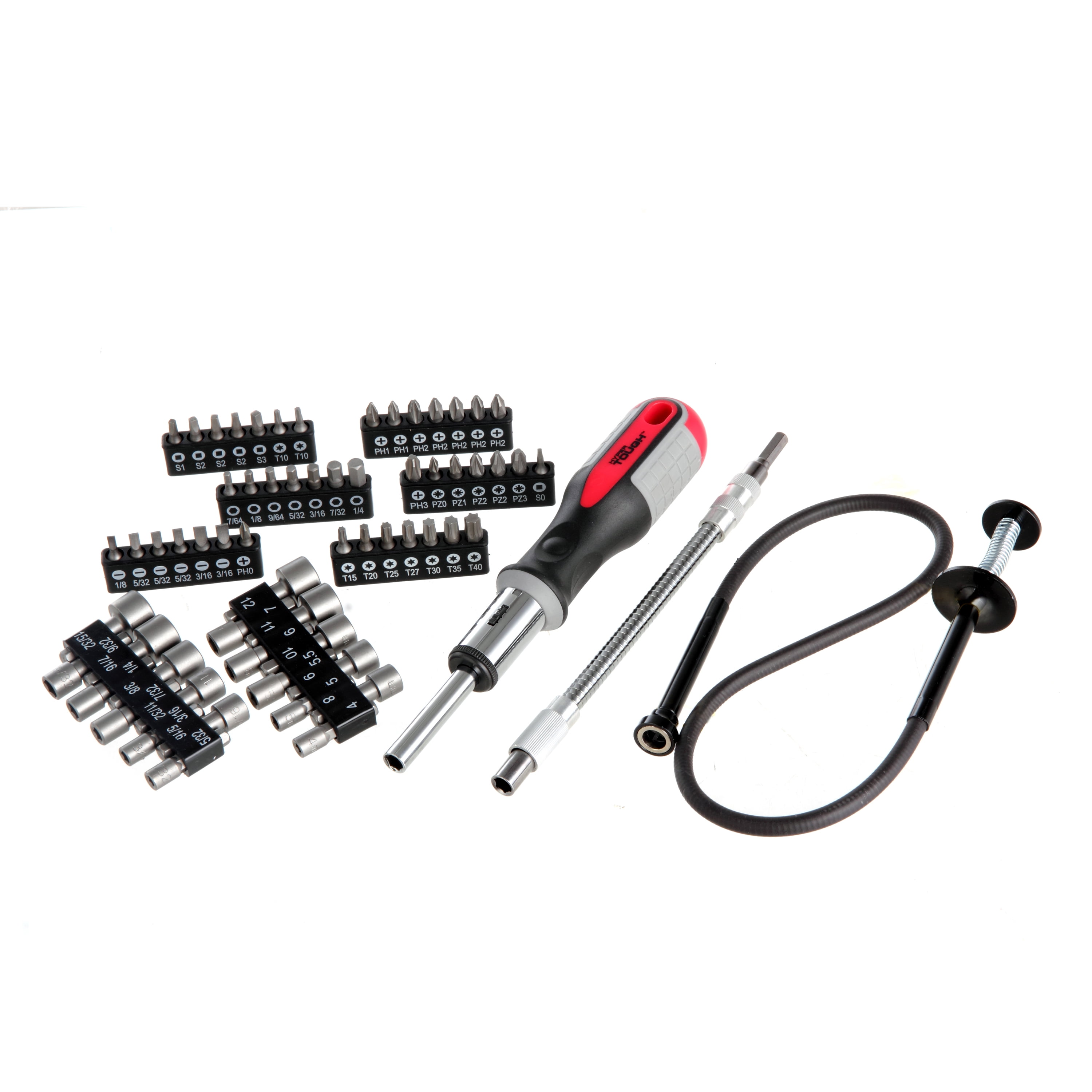 Hyper Tough 64Piece Ratcheting Screwdriver Set with Bonus Flex Retriever