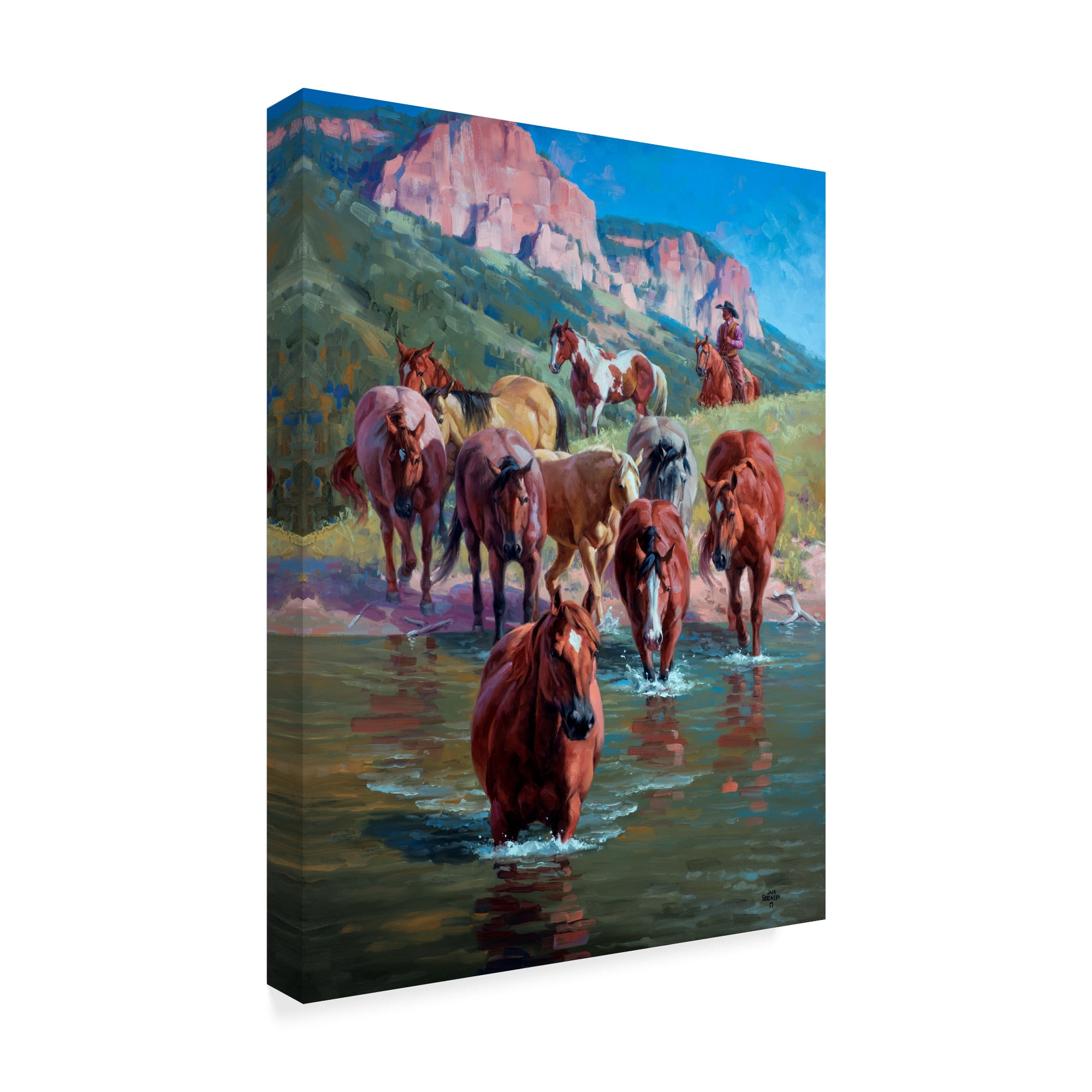 Trademark Fine Art 'The Crossing Horses' Canvas Art by Jack Sorenson
