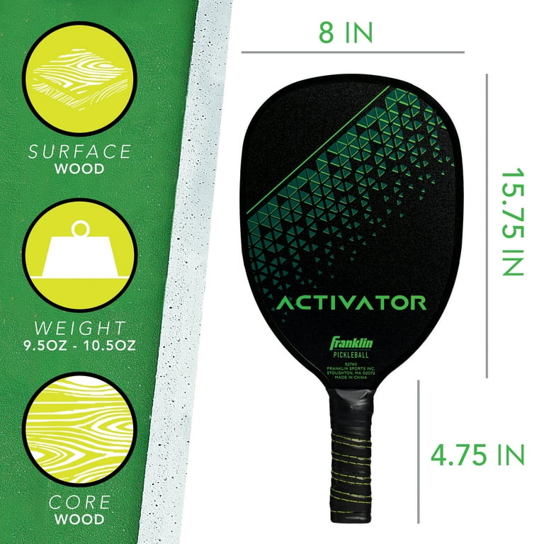 Pagaie De Pickleball Franklin Sports Activator – Verte/Noire – Taille Unique