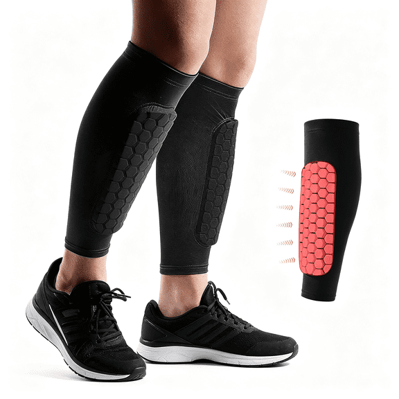 BESTSKY Soccer Shin Guards Shin Pads for Kids Youth Adult,Calf Compression Sleeve with Honeycomb Pads,Support for Shin Splint Baseball Boxing Kickboxing Mtb,Lightweight(1Pair)