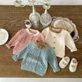 thumbnail image 2 of Infant Kids Girls Cardigan Sweater Cardigan for Toddler Girls Ribbed Knit Cardigan Sweaters Front Button for Little Girls 3M-3T,Pink,2-3 Years, 2 of 9