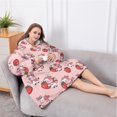 thumbnail image 5 of Oversized Wearable Blanket Hoodie,Pink Cow Strawberry Scarf Pattern Sherpa Blanket Hoodie with Super Pockets,Super Warm Fuzzy Pullover for Women & Men, 5 of 6
