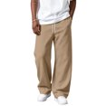 thumbnail image 4 of Havenx Mens Baggy Sweatpants Curved Wide Leg Drawstring Elastic Waist Joggers with Pockets Open Bottom Sweat Pants Loose Fit Lounge Casual Lightweight Streetwear,Camel L, 4 of 5