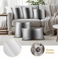 thumbnail image 6 of Dark Grey White Outdoor Waterproof Pillow Covers, Farmhouse Ombre Color Modern Simple Decorative Square Throw Pillowcase Sofa Cushion Sham for Patio/Couch/Chair, 20"x20" 2 Pack, 6 of 8