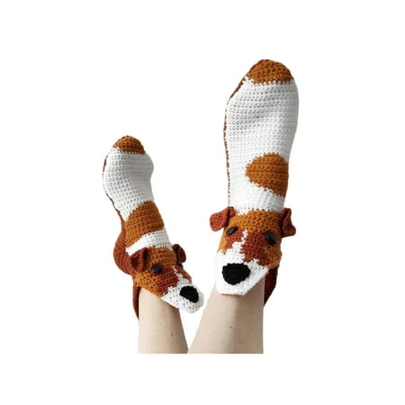 

xingqing Funny Animal Socks for Family 3D Novelty Knit Shark Socks Creative Christmas Floor Winter Warm Socks Xmas Fun Gift Brown White DogKids