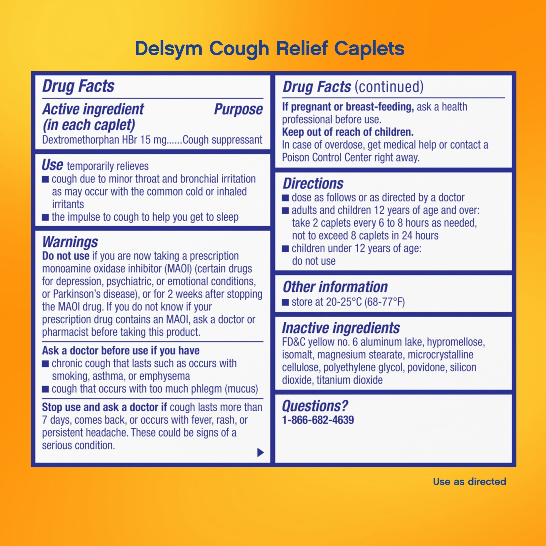 Maximum Strength Delsym Cough Suppressant,  Fast Release Caplets,  lasts up to 8 hour day or night, 20 count.