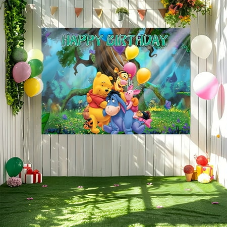 Winnie the Pooh cartoon birthday party Happy decoration Cute tapestry Birthday banner background Big Birthday Happy background These are my birthday party indoor and outdoor decoration items