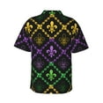thumbnail image 3 of Easygdp Mardi Gra Geometric Men's Hawaiian Shirts Print Lapel Short Sleeve for Beach, vacation, party, casual occasions - Medium, 3 of 9