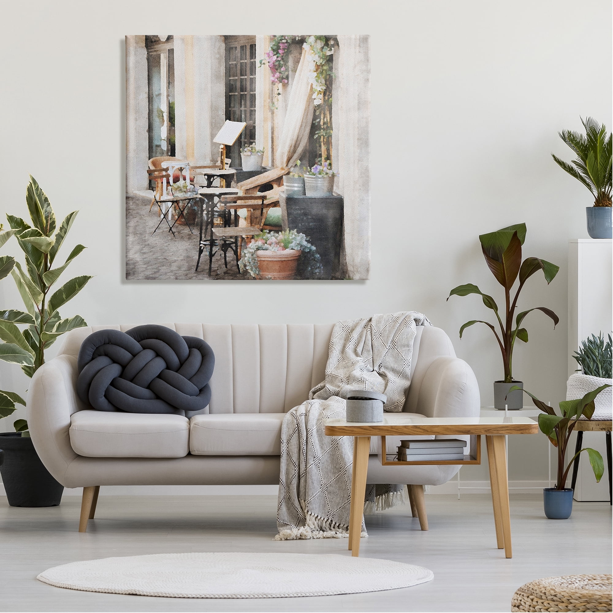 Stupell Industries Floral Patio View Travel & Places Painting Gallery Wrapped Canvas Print Wall Art, 36 x 36