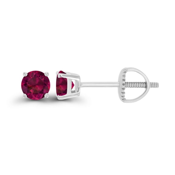 Decadence 925 Sterling Silver 4mm Round Created Ruby July Birthstone Screwback Stud Earrings